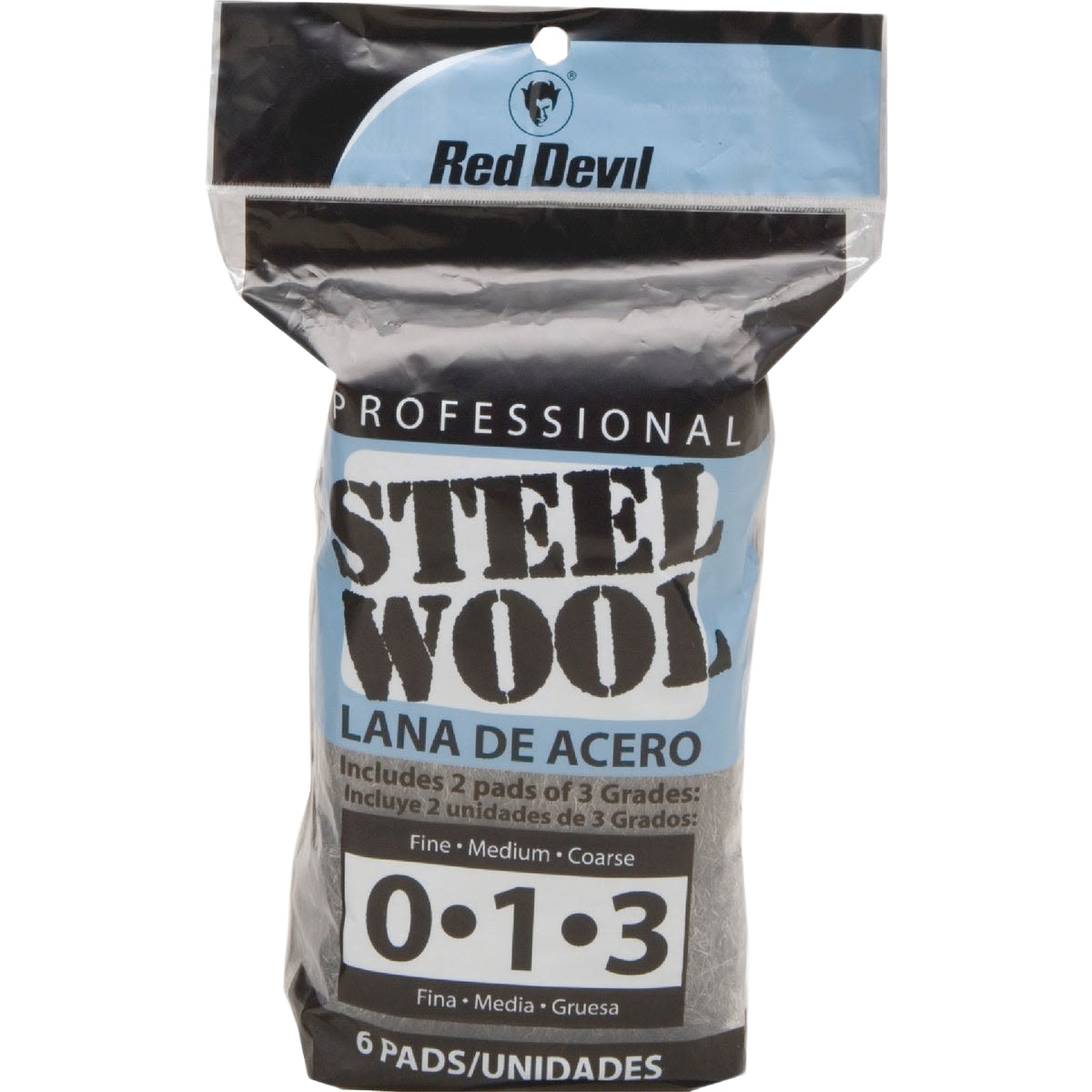Red Devil 6-pack assorted steel wool pads with fine, medium, and coarse grades for home improvement and paint supplies