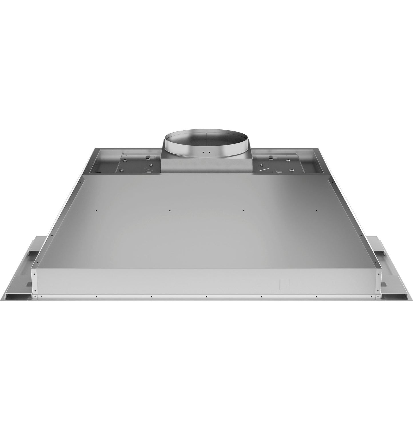Stainless steel insert for range hood with vent opening, suited for kitchen and home improvement appliances.