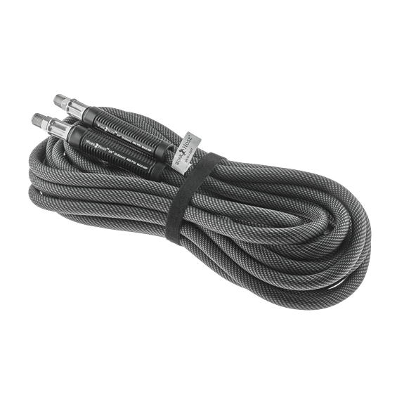 Coiled 3/8 inch high-pressure air hose with metal connectors in Air Tools & Accessories for home improvement use