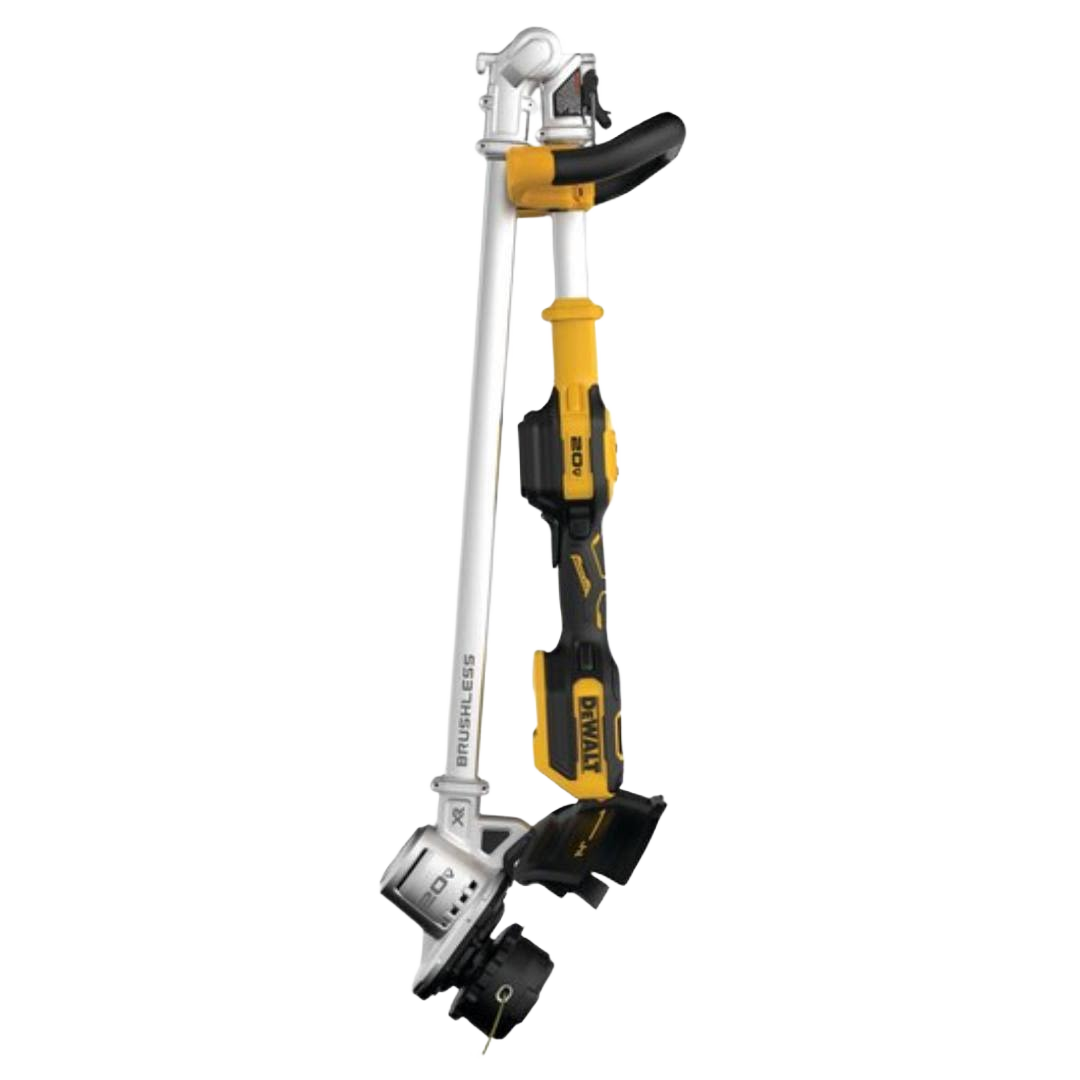 Compact folding string trimmer with brushless motor and 20V MAX battery compatibility for home improvement tasks