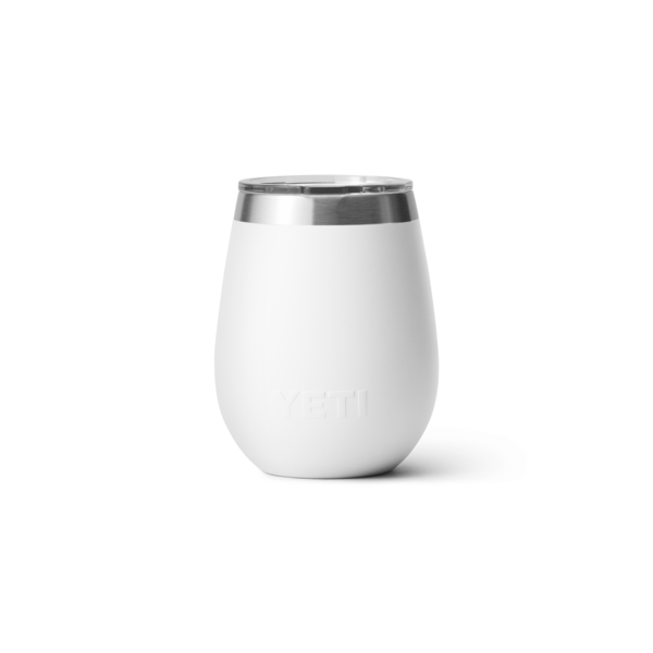 White stainless steel insulated wine tumbler with double-wall vacuum insulation and clear Magslider lid in drinkware collection