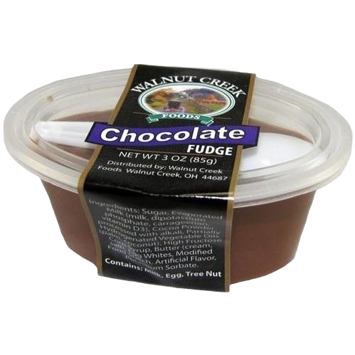 Small plastic cup filled with rich chocolate fudge from chocolates and candies collection under $25