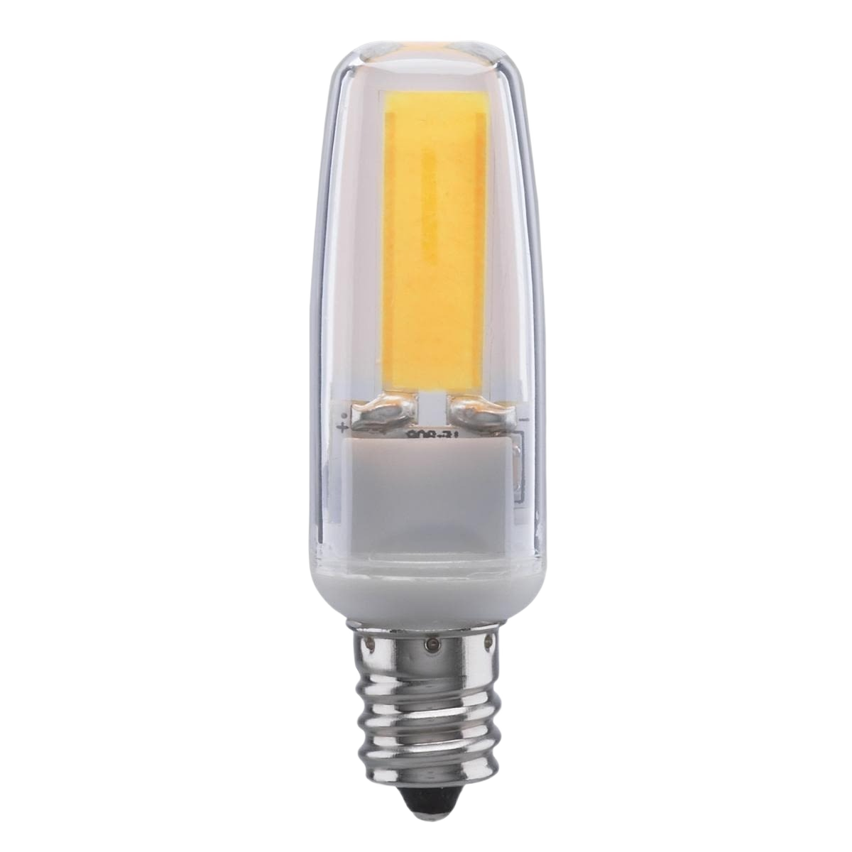 Clear LED light bulb with miniature candelabra base for warm white lighting in electrical and LED collections under $50