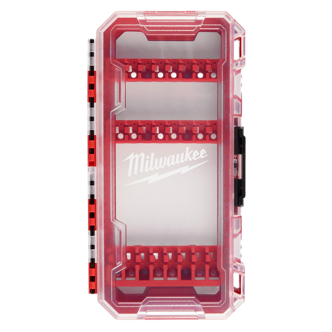 Red and clear compact organizer case for impact driver accessories, part of tool storage and workshop organization collections