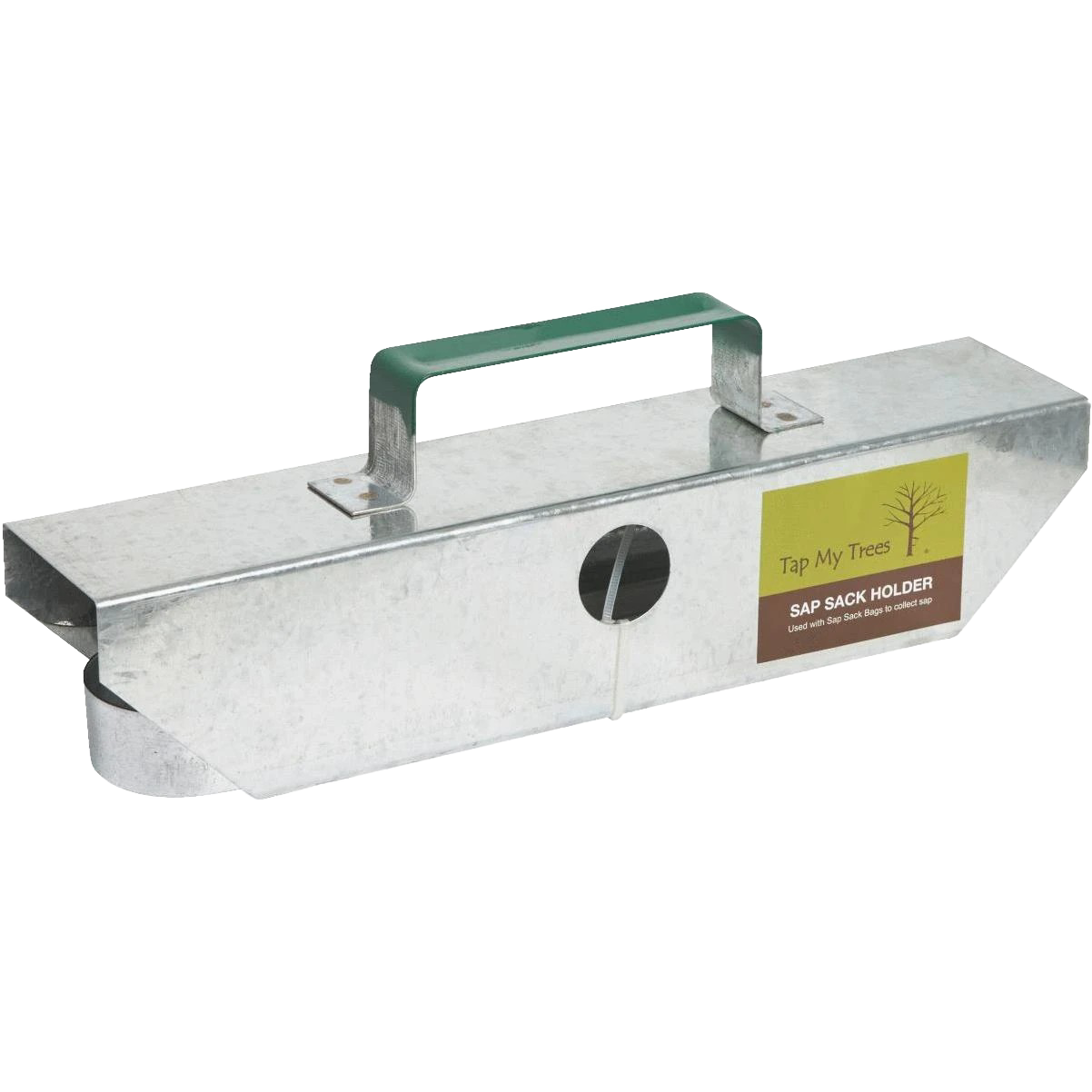 Metal sap sack holder with welded handle for maple sugaring in outdoor living and lawn and garden tools collections