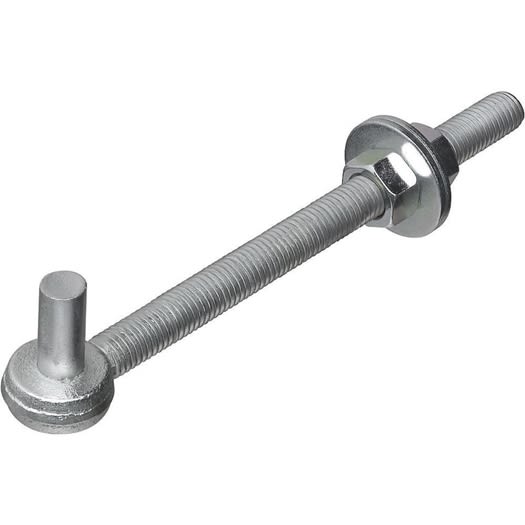 Zinc-plated adjustable bolt hook with full threading, nut, and washer for door and gate hardware applications in home improvement.
