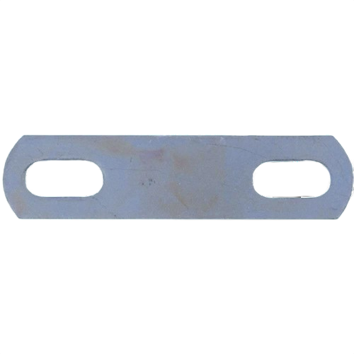 Flat metal plate with elongated holes for bolts, used in fasteners and hardware under $50 for home improvement projects