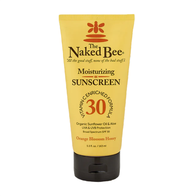 Yellow tube of moisturizing SPF 30 sunscreen with orange blossom honey scent in Health & Beauty and Under $50 collections