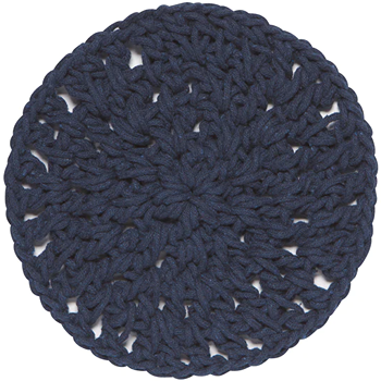Hand-knotted cotton rope trivet in midnight blue for protecting surfaces in kitchenware and home collections under $50