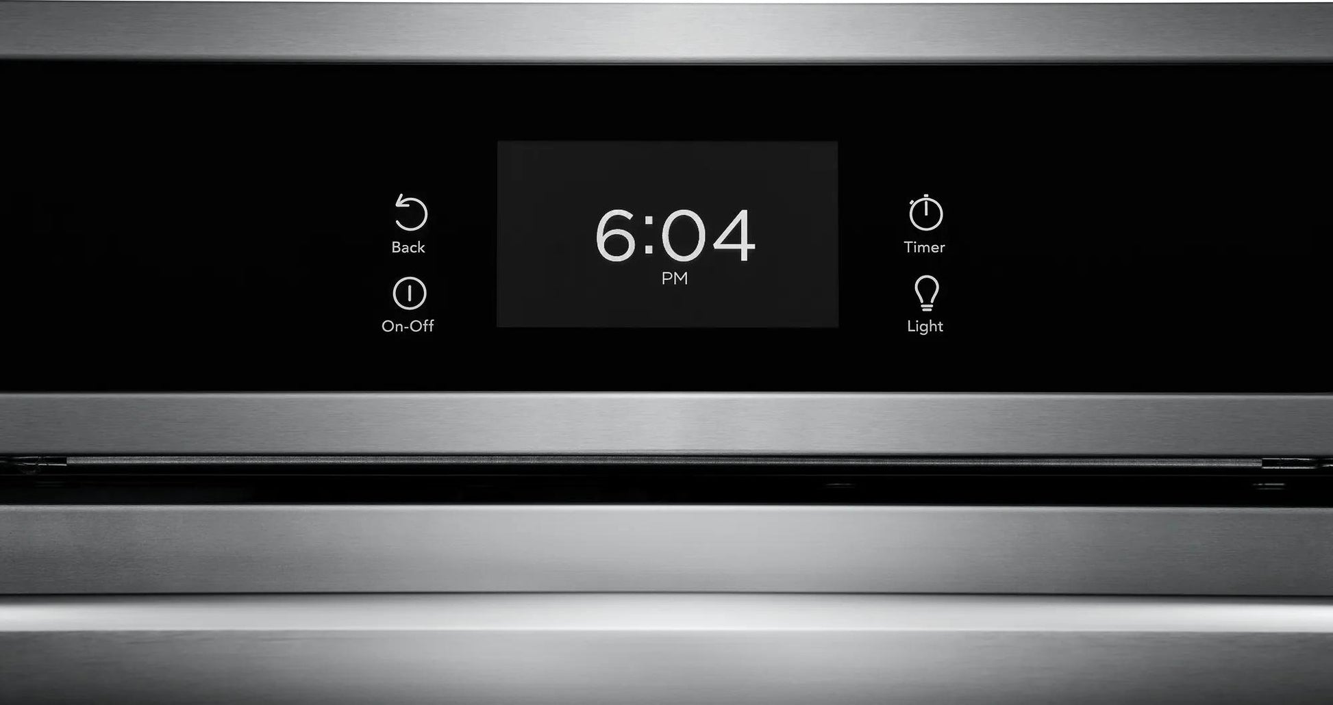 Digital control panel on stainless steel electric wall oven from kitchen appliances and home improvement collection