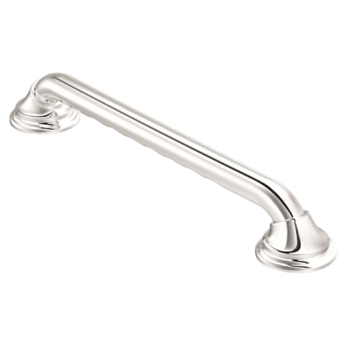 Chrome safety grab bar with ergonomic finger notches for bathroom support in accessibility and home improvement collections under $50