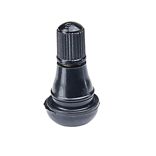 Black rubber tire valve stem with ridged cap for durable use in tools and home improvement projects