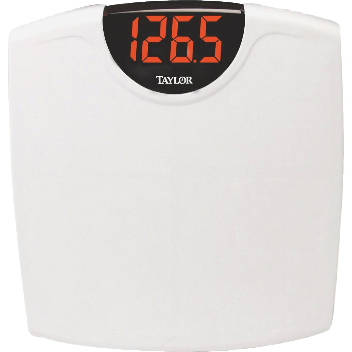 White digital bath scale with bright orange LED weight display for accurate home use in tools and home improvement