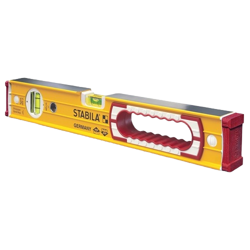 Yellow 16-inch level with sturdy grip and multiple bubble vials for precise measurements in home improvement projects