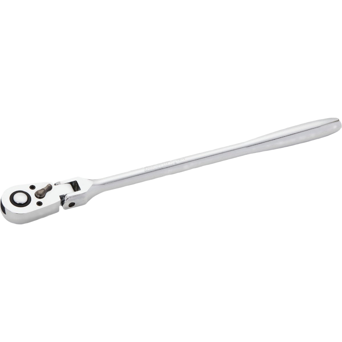Chrome finish flex head ratchet with 3/8 inch drive and 72-tooth gear for tools and home improvement tasks