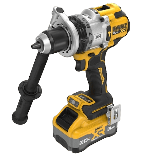 Yellow and black cordless hammer drill with side handle and high-capacity 20V MAX battery for home improvement tasks