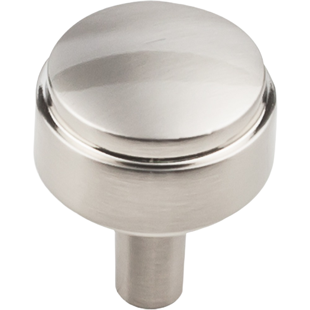 Satin nickel Hayworth button knob for cabinets, part of hardware and furniture accessories collections under $50