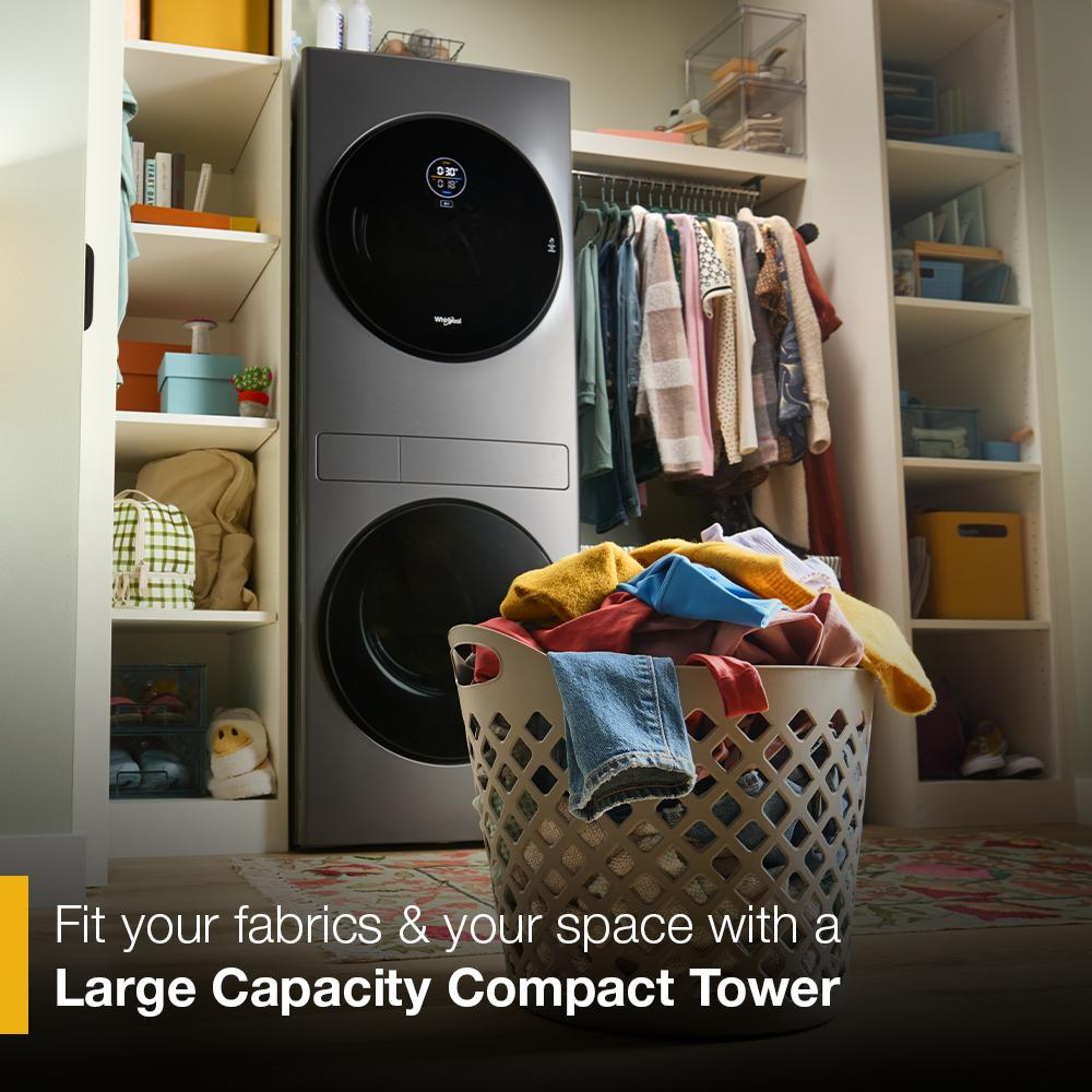 Compact ENERGY STAR® Ventless Heat Pump Laundry Tower with 2.7-cu ft Washer and Electric 4.3-cu ft Dryer