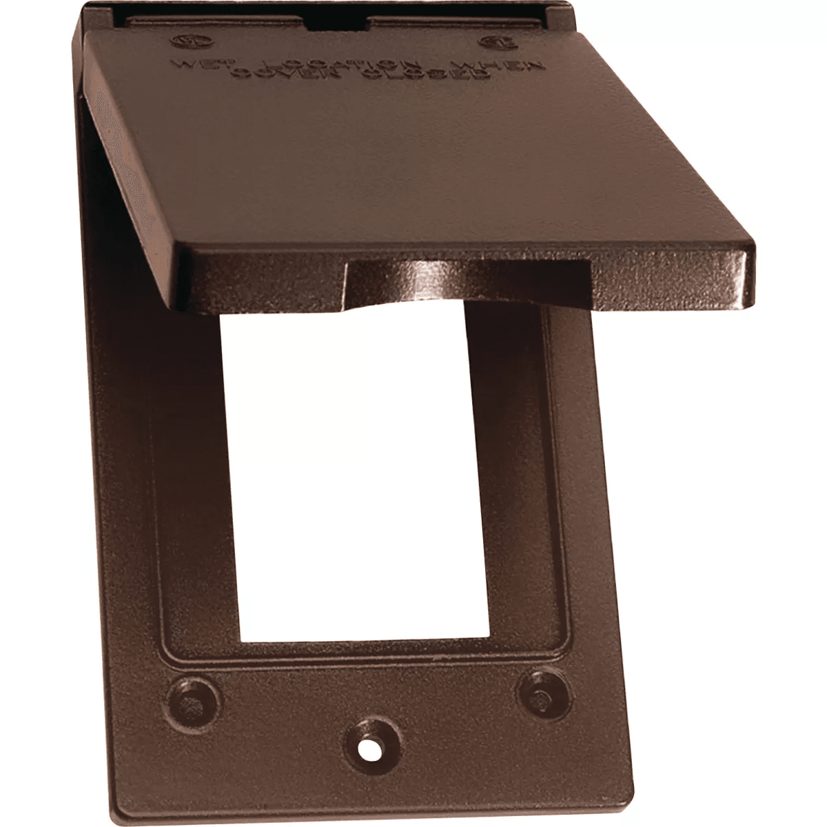 Bronze weatherproof vertical single gang cover for GFCI outlets in home improvement and tools applications