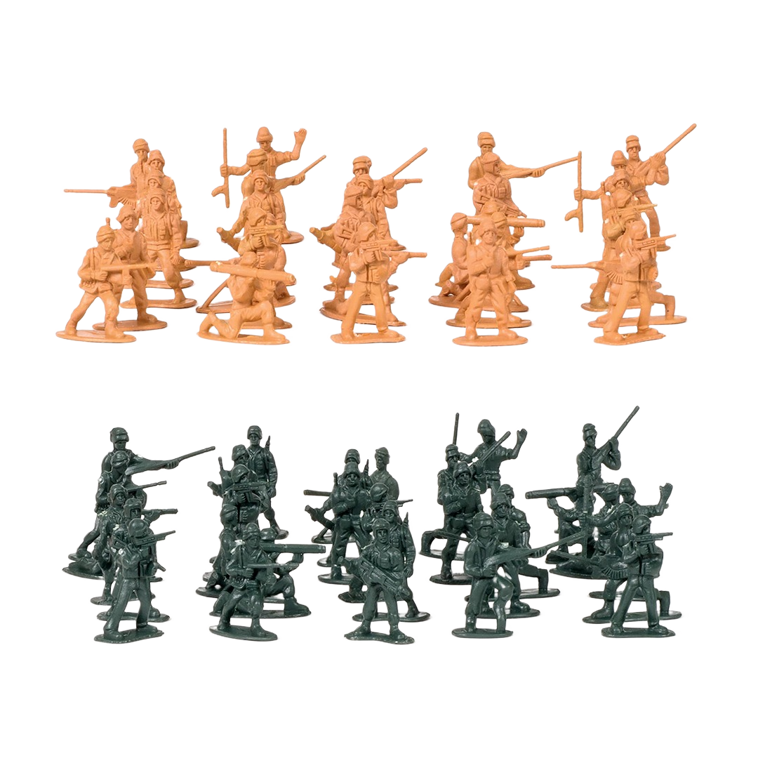 Two armies of 30 classic miniature toy soldiers in 11 action poses for pretend play in Toys & Games collection