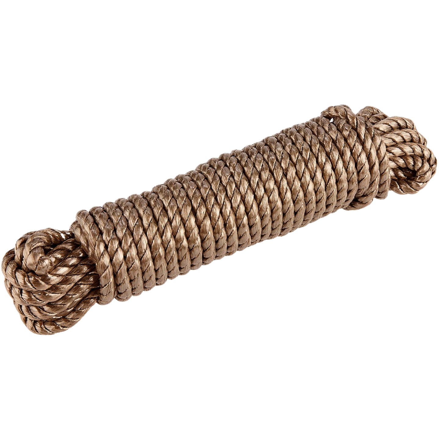 Coiled natural twisted rope made of unmanila polypropylene for durable use in tools and home improvement projects