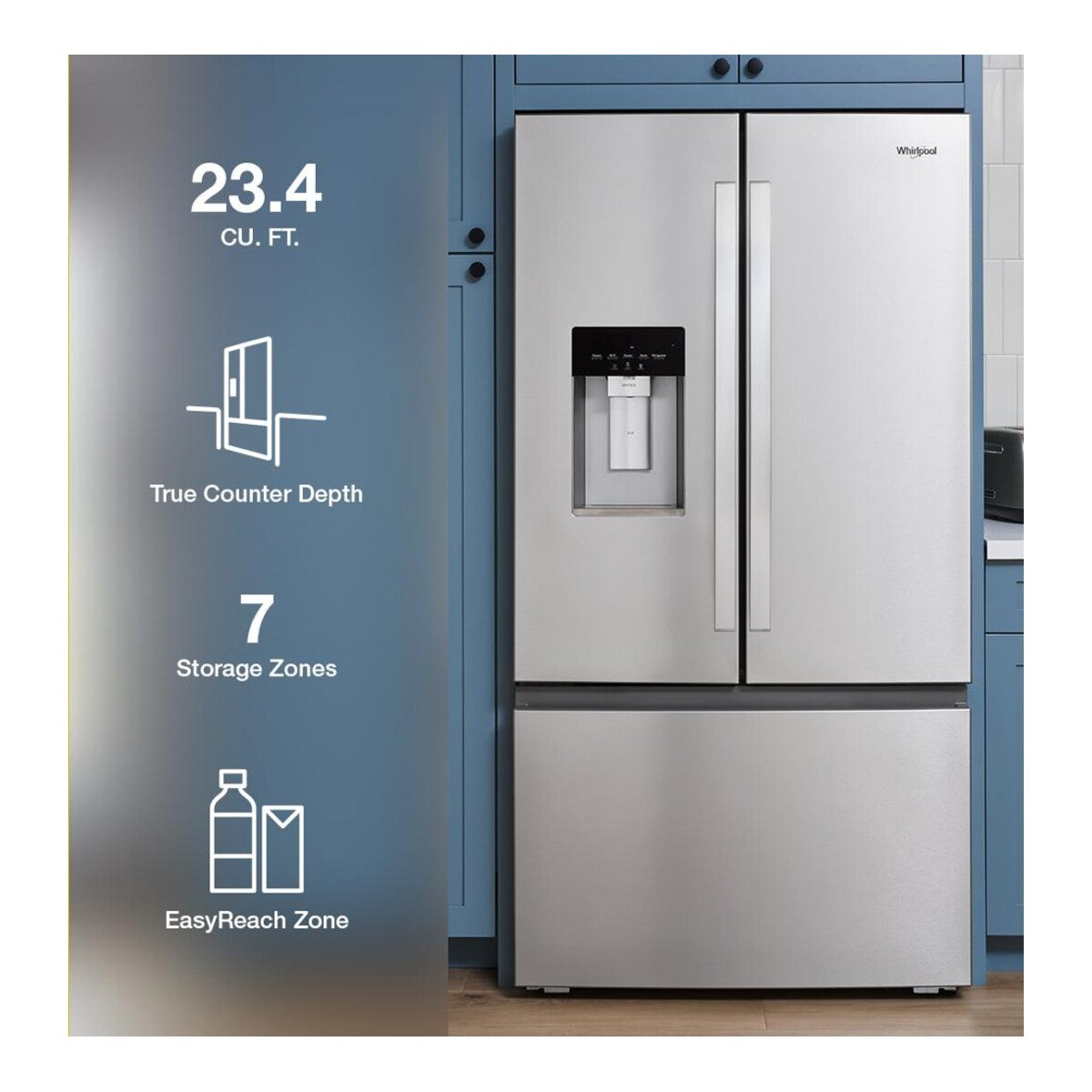 36-inch Wide True Counter Depth 3-Door French Door Refrigerator - 23.4 cu. ft.