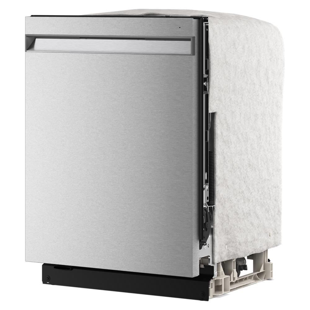Partially wrapped stainless steel top control dishwasher from KitchenAid appliances collection for home improvement