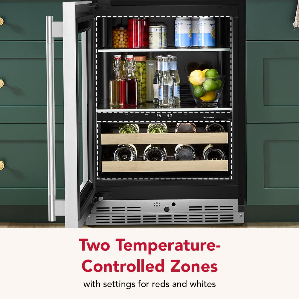 24" Beverage Center with Glass Door and Wood-Front Racks