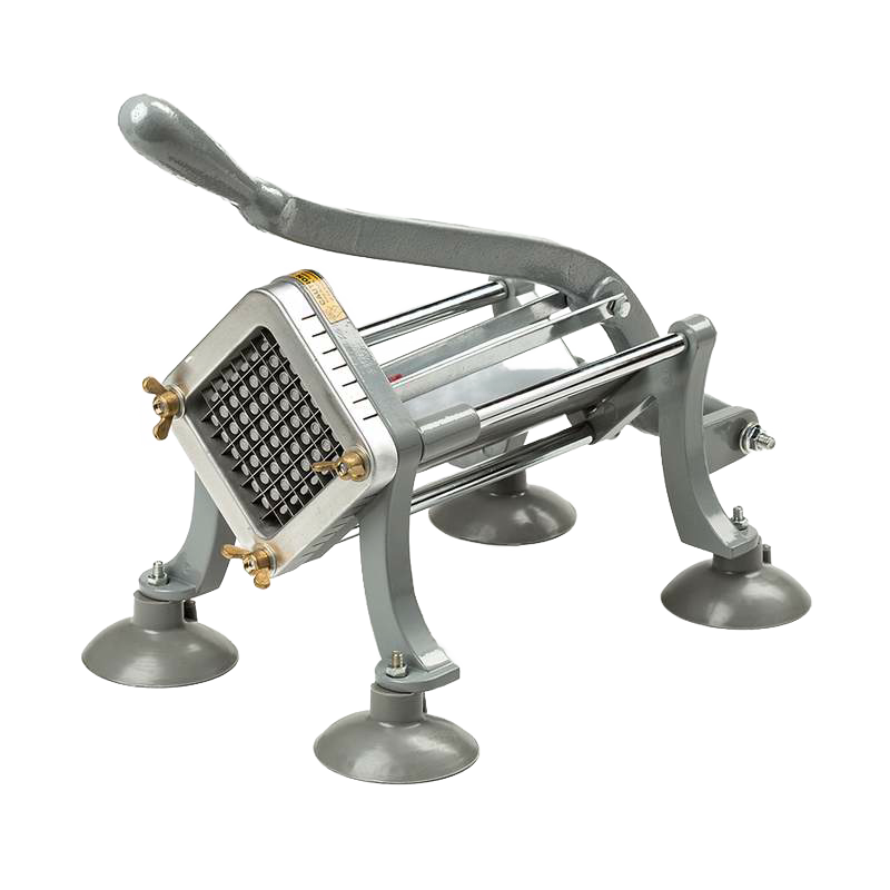 Heavy-duty metal french fry cutter with suction feet and lever handle, from Kitchenware and Kitchen Gadgets collection.