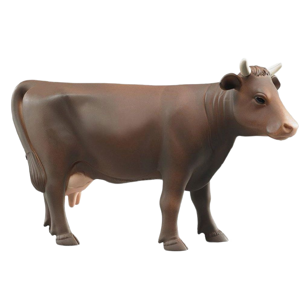 Realistic brown cow figurine detailed with textured hide and lifelike features for educational or decorative use