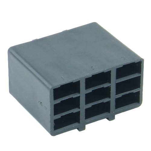 Black six-slot electrical connector terminal housing for John Deere parts and home improvement tools collections