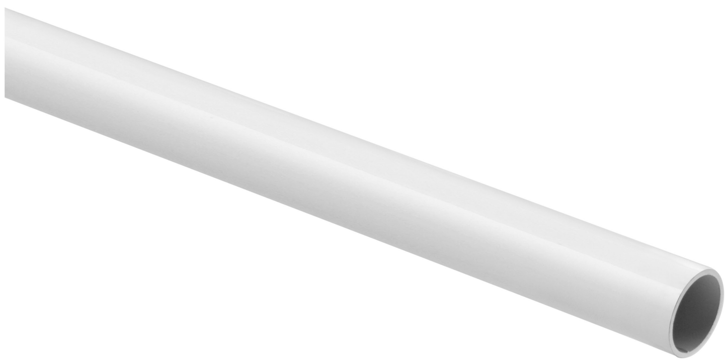 White steel closet rod with 1-1/4 inch diameter for closet organization and home storage solutions under $100