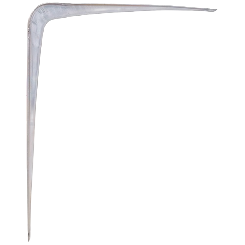 Zinc-plated metal shelf bracket with over 90-degree angle for sturdy shelving in storage and home improvement projects
