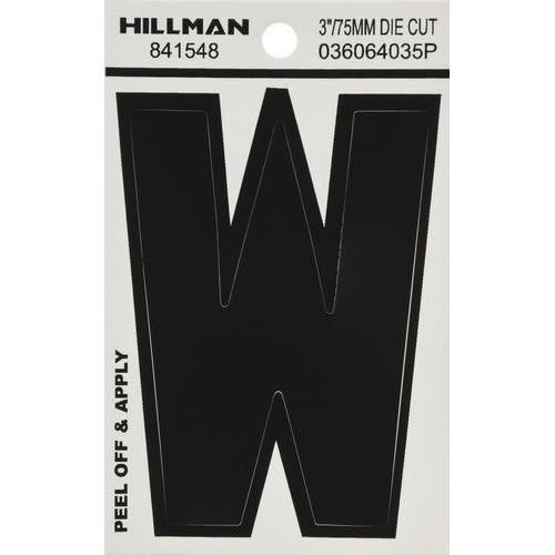 Black vinyl die cut letter W sticker with peel-off backing for home improvement and labeling projects