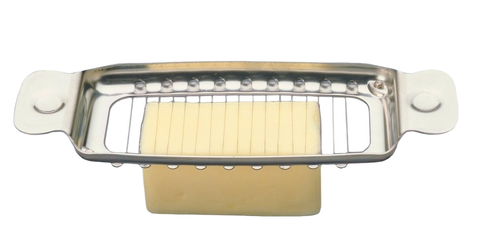 Stainless steel butter slicer with wire cutting design for precise pats, part of kitchen gadgets and kitchenware collection under $50