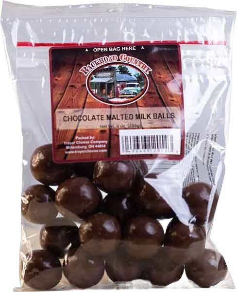 Clear resealable bag of chocolate malted milk balls for a sweet snack in Chocolates & Candies and Food & Beverage collections