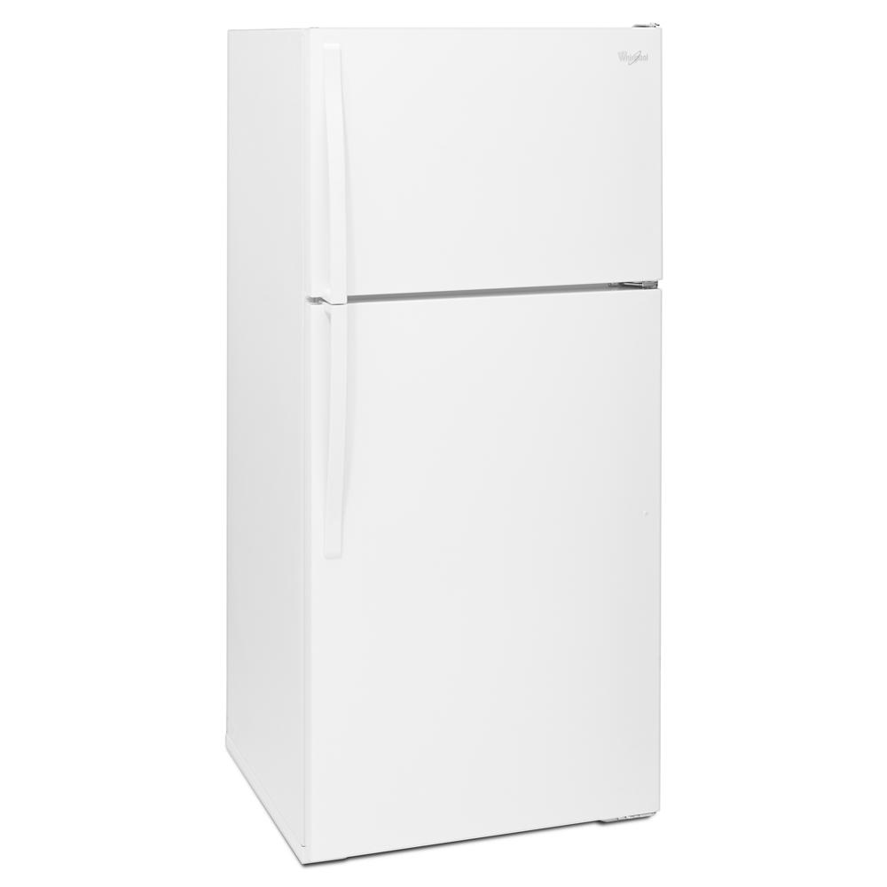 White 28-inch wide top freezer refrigerator with streamlined handles from kitchen and appliances collection