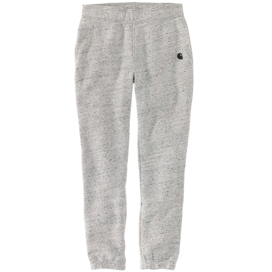 Medium heather gray fleece joggers with elastic waistband and cuffed ankles designed for comfort and casual wear