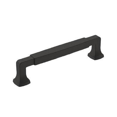 Matte black cabinet pull with 5-1/16 inch center-to-center spacing for furniture and home improvement tasks