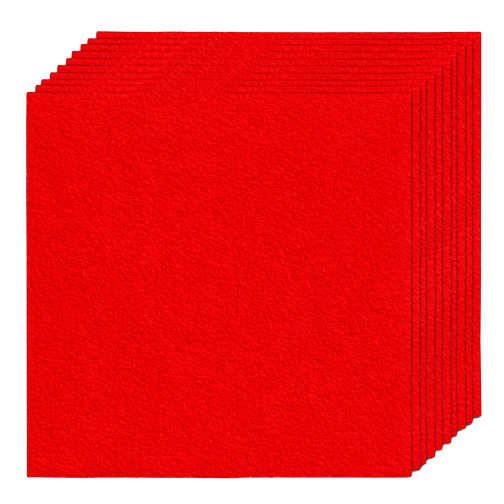 Set of ten red 1/4 sanding sheets made from durable aluminum oxide for tool accessories and home improvement tasks