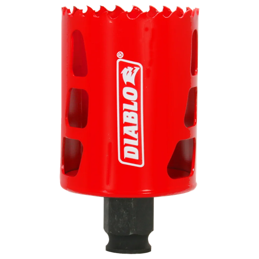 Red metal hole saw with Diablo logo designed for woodworking tools and home improvement projects under $50 collections