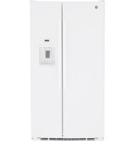 White side-by-side refrigerator with built-in water dispenser for kitchen and appliance collections