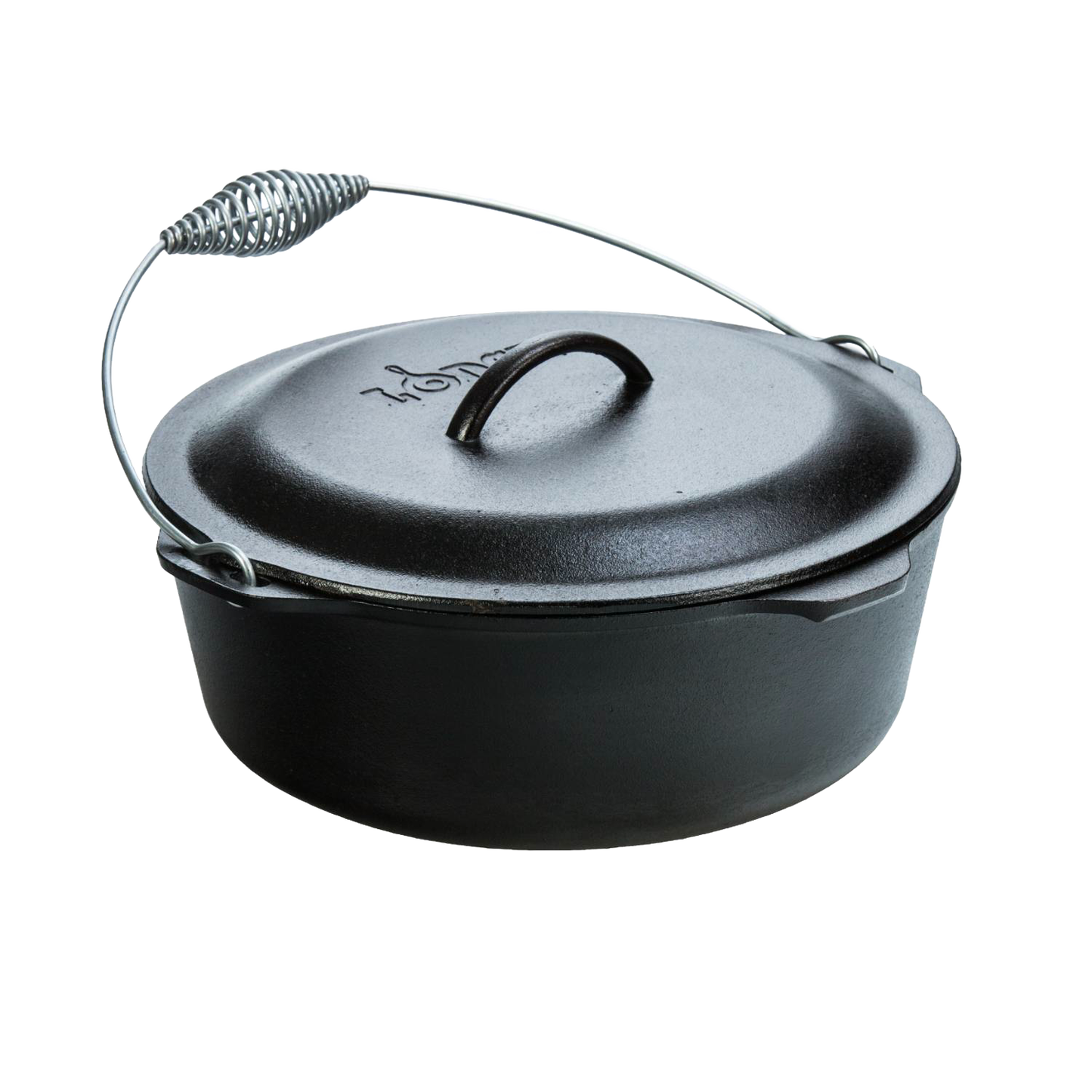 Black cast iron Dutch oven with coil bail handle and lid for versatile cooking in kitchenware under $100 collection
