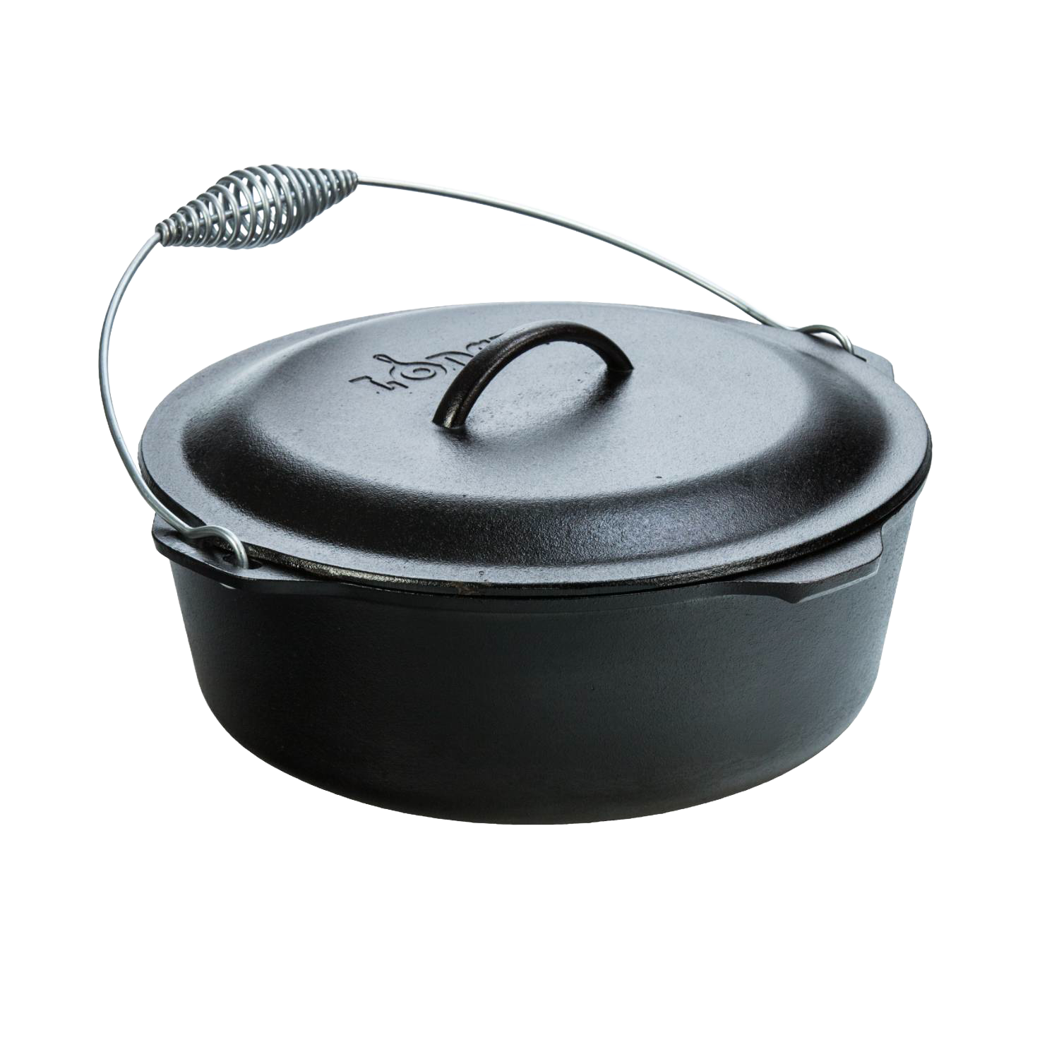Black cast iron Dutch oven with coil bail handle and lid for versatile cooking in kitchenware under $100 collection