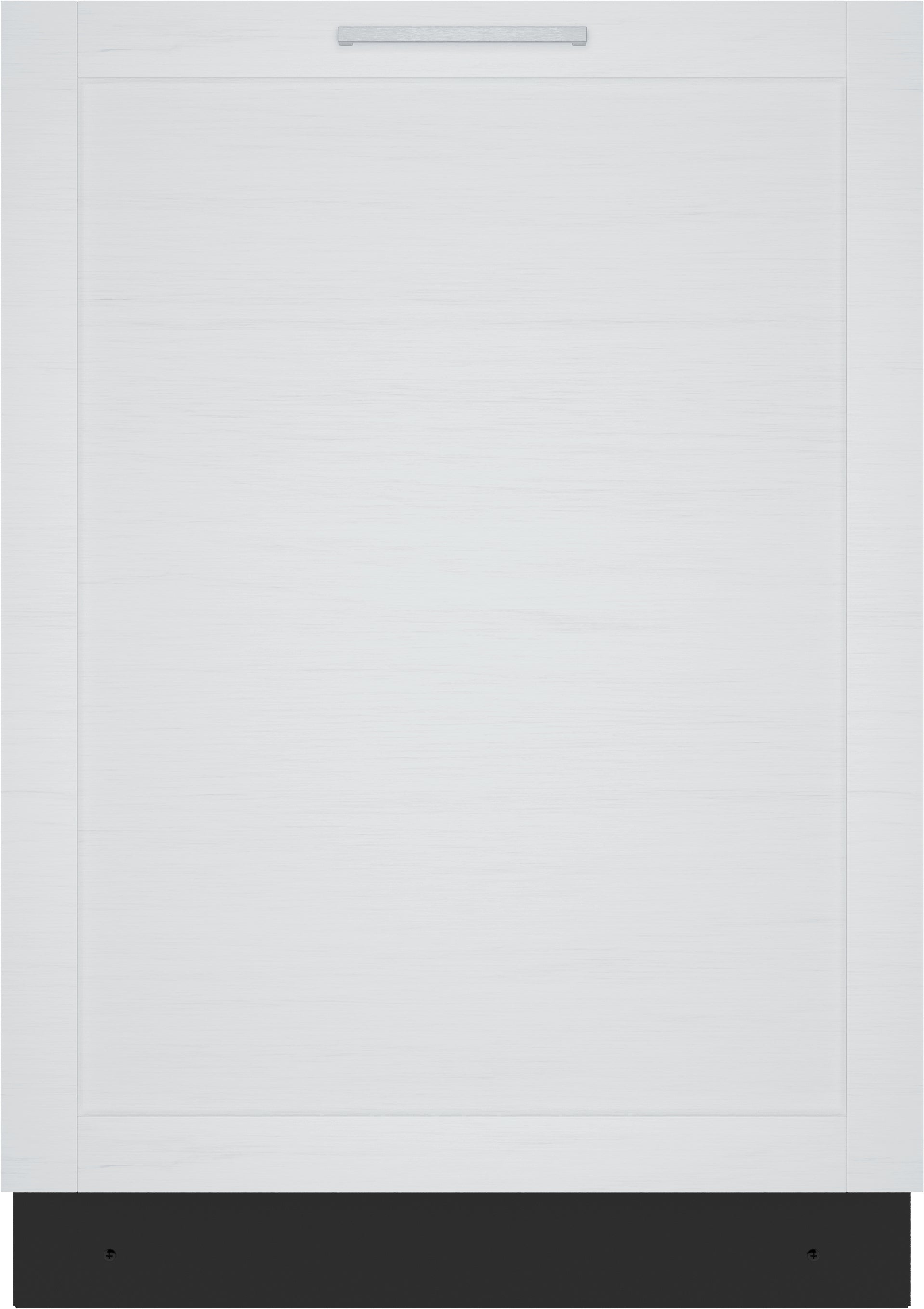 Built-in Bosch 100 Series dishwasher with white panel front and integrated handle from kitchen appliances collection