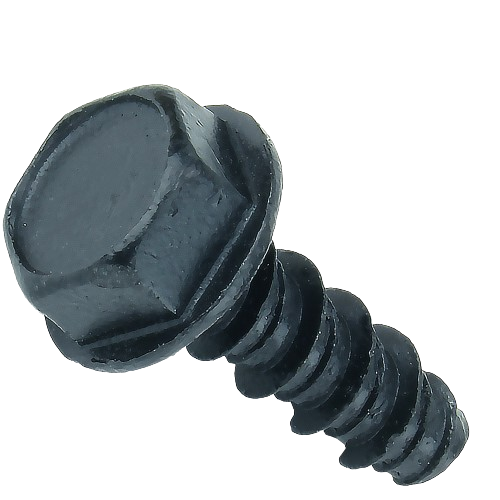 Black hex head self-tapping screw designed for John Deere hardware, suitable for home improvement and parts under $50 categories