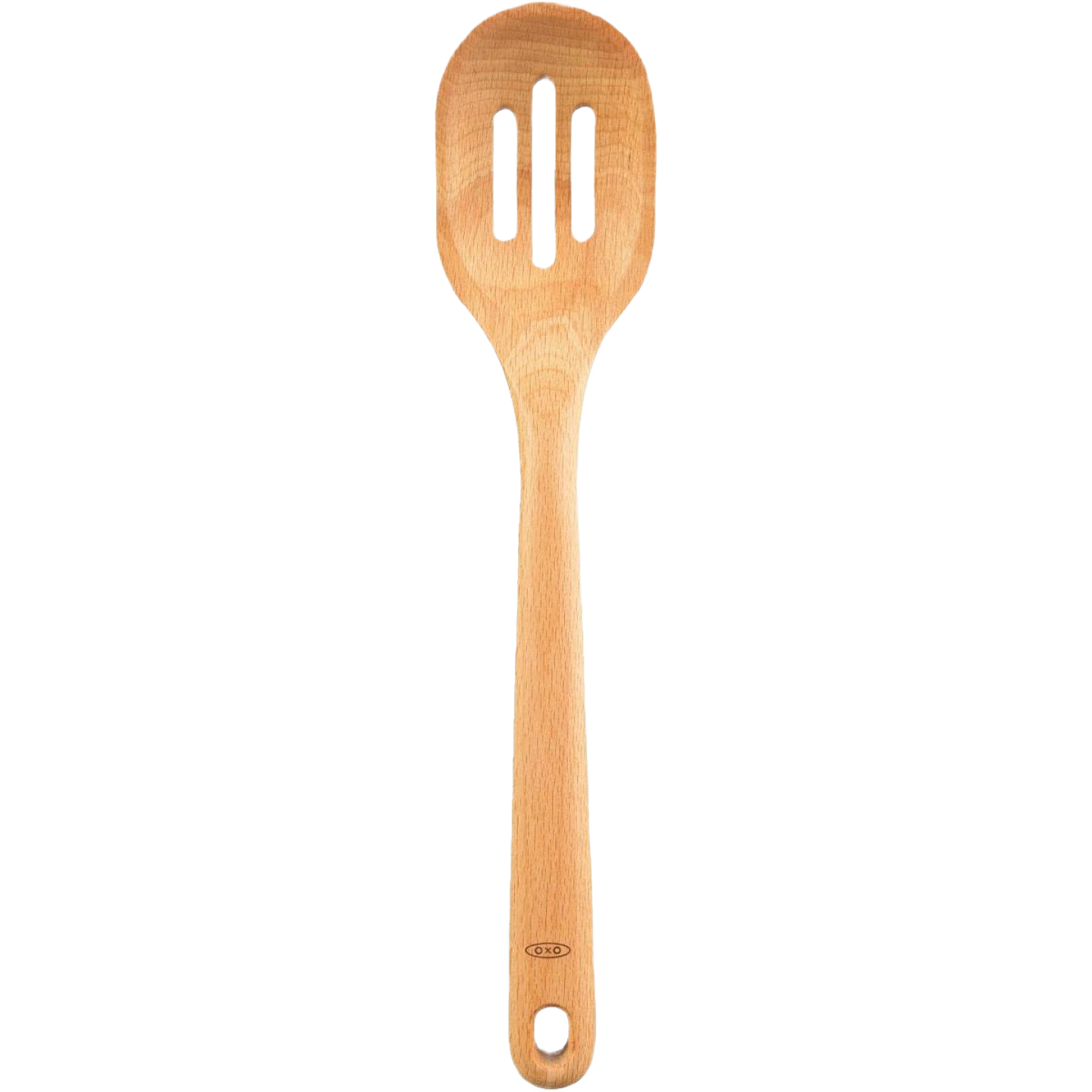 Natural wooden slotted spoon with ergonomic handle for stirring and straining in kitchen utensils and cooking tools collections