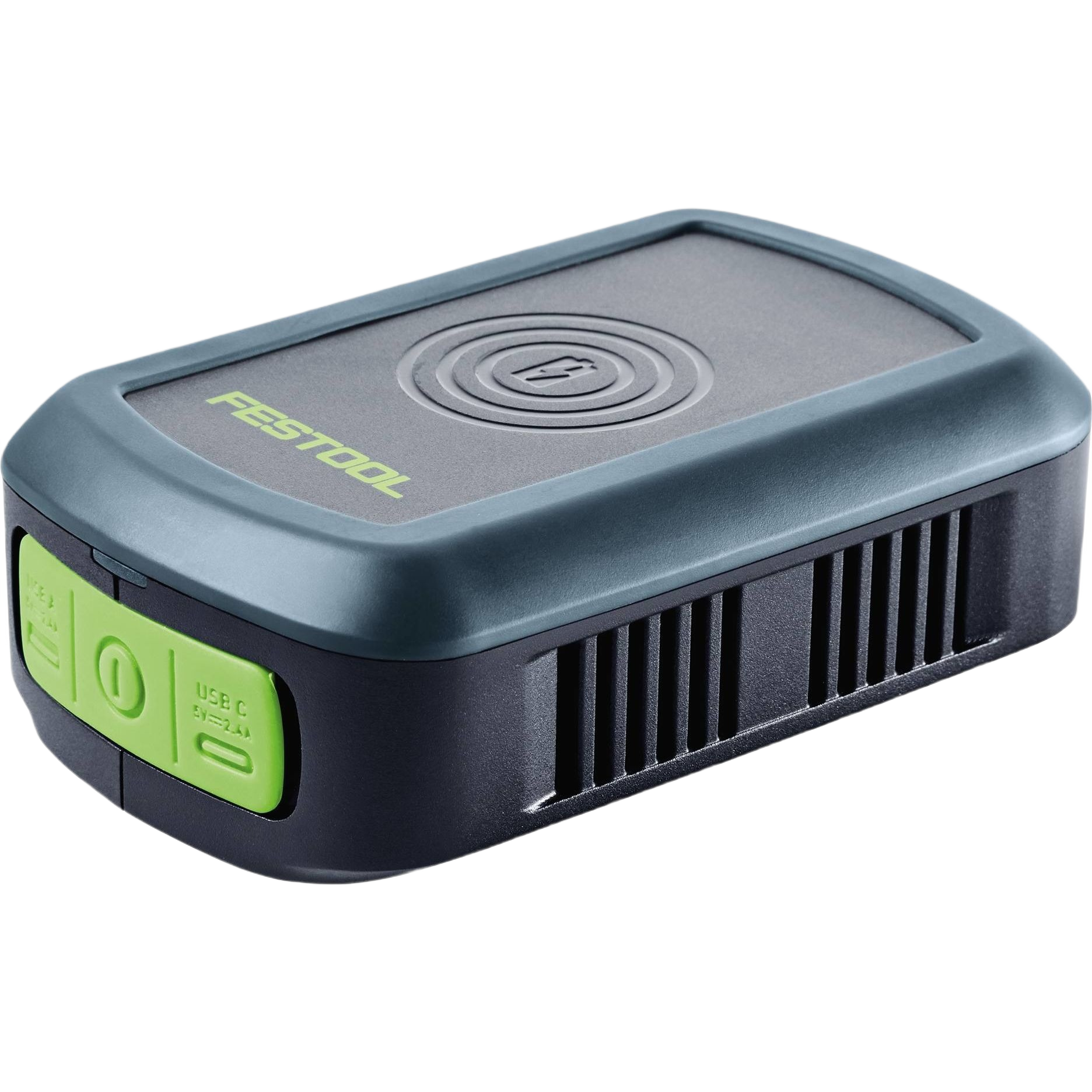 Compact Festool phone charger adapter for 18 V batteries, compatible with Festool cordless tool accessories and portable power collections