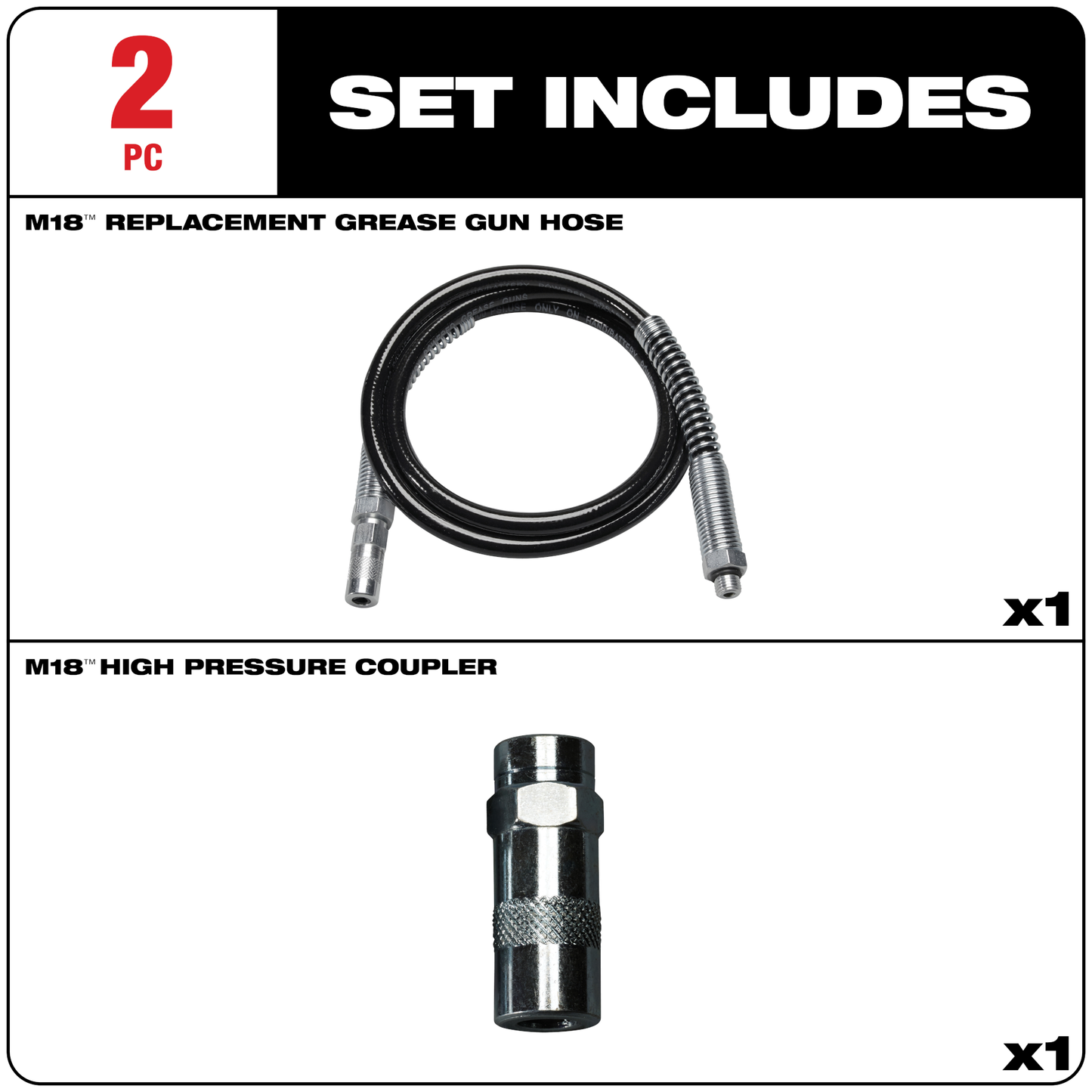 Milwaukee 48" Grease Gun Replacement Hose w/ HP Coupler