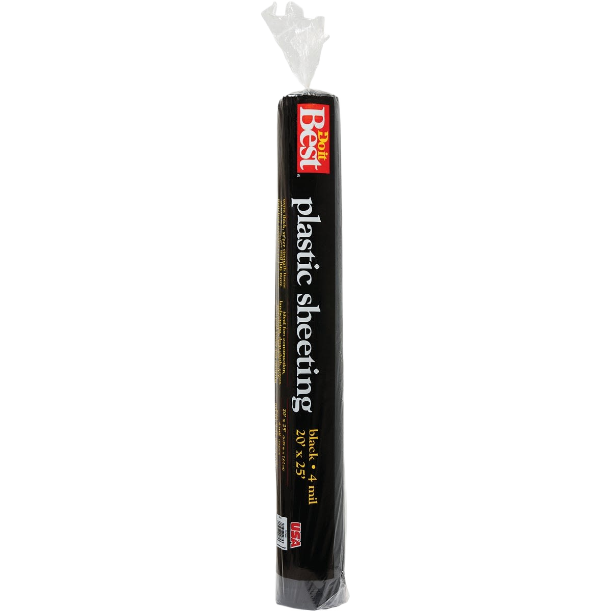 Roll of black plastic sheeting in clear packaging for hardware and home improvement projects under $50 collection